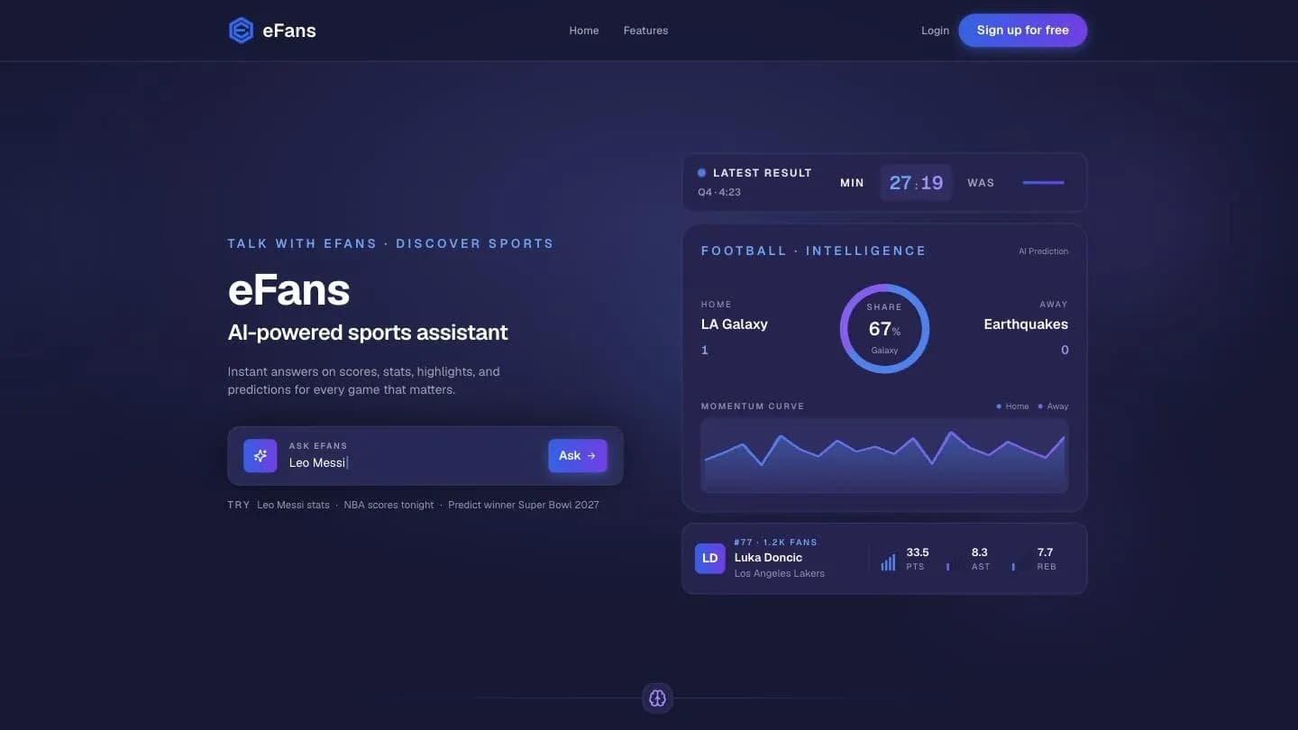The eFans website